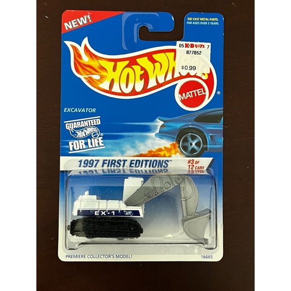 Hot Wheels 1997 First Editions #512 Excavator White/Blue NEW NIP - Picture 1 of 9